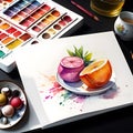 Artist fruit plate colour pallet rendering