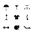 Lifestyle black glyph icons set on white space Royalty Free Stock Photo