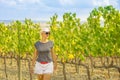 woman in vineyards of Tuscany