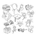 Lifestyle doodle icons set, vector signs, sketchy hand drawn style