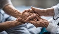 Lifestyle and Friendships theme. Elderly female doctor holds a young