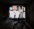 Lifestyle. Gondoliers. Gondola parking. Venice. Bridges and canals. Italy