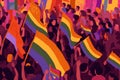 homosexual freedom community pride group rainbow concept parade celebration flag. Generative AI.