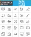 Lifestyle line icons set, outline vector symbol collection