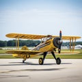 lifestyle photo biplane in airshow on tarmac - AI MidJourney