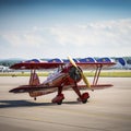 lifestyle photo biplane in airshow on tarmac - AI MidJourney