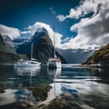 lifestyle photo boats on milford sound new zealand