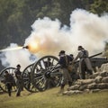 lifestyle photo civil war reenactment firing canons Royalty Free Stock Photo