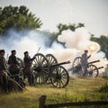 lifestyle photo civil war reenactment firing canons Royalty Free Stock Photo