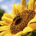 lifestyle photo close-up of bee on a sunflower - AI MidJourney