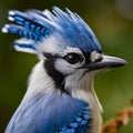 lifestyle photo closeup profile bluejay head Royalty Free Stock Photo