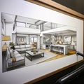 lifestyle photo house interior architectural drawing Royalty Free Stock Photo