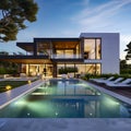 lifestyle photo modern house with pool