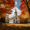 lifestyle photo new england old church surrounded by fall colors Royalty Free Stock Photo