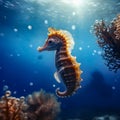 lifestyle photo profile of a seahorse swimming Royalty Free Stock Photo