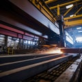 lifestyle photo steel mill i-beam being extruded Royalty Free Stock Photo