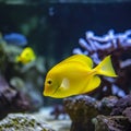 lifestyle photo yellow tang fish in aquarium Royalty Free Stock Photo