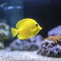 lifestyle photo yellow tang fish in aquarium - AI MidJourney Royalty Free Stock Photo