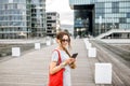 Lifestyle portrait of a business woman outdoors Royalty Free Stock Photo