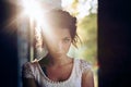 Lifestyle portrait of a woman brunettes closeup. Romantic, gentle, mystical, pensive image of a girl. Girl Oriental appearance