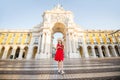 Woman traveling in Lisbon, Portugal Royalty Free Stock Photo