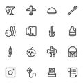 Lifestyle and recreation line icons set