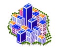 Lifestyle scene urban Isometric 3D illustration of a city