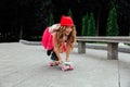 Lifestyle, summer and childhood concept - young woman, teenage girl. portrait of stylish little girl Royalty Free Stock Photo