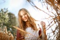 Lifestyle sunny outdoor portrait of young smiling teenage girl Royalty Free Stock Photo