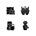 Lifestyle tendencies black glyph icons set on white space Royalty Free Stock Photo