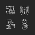 Lifestyle tendencies chalk white icons set on dark background Royalty Free Stock Photo