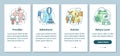 Lifestyle types onboarding mobile app page screen with linear concepts. Provider, adventurer, activist, nature lover