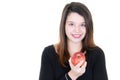 Lifestyle woman apple smile beautiful red fruit