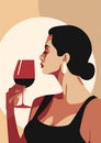 Portrait woman wineglass female wine young beauty glass alcohol drinking tasting red person attractive Royalty Free Stock Photo