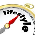 Lifestyle Word Golden Compass Enjoyable Living Life
