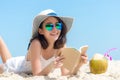 Lifestyle young woman relax on the summer beach.