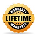 Lifetime warranty gold vector icon