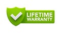 Lifetime Warranty Guarantee Badge - Green Shield with Checkmark for Product Assurance