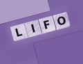 LIFO Last in, first out word on wooden cubes. Accounting, Business Concept Royalty Free Stock Photo