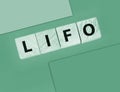 LIFO Last in, first out word on wooden cubes. Accounting, Business Concept Royalty Free Stock Photo