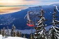 Lift gondola over Vancouver and Capilano lake from Grouse Grind Royalty Free Stock Photo