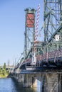 Lift Hawthorne Bridge across Willamette River in Portland Royalty Free Stock Photo