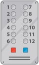 Lift push buttons with numbers and braille code. Panel for calling elevator, vehicle to floor Royalty Free Stock Photo