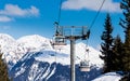 The lift in the ski resort of Courchevel, Alps Royalty Free Stock Photo