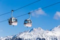 The lift in the ski resort of Courchevel, Alps Royalty Free Stock Photo