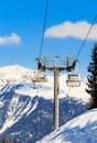 The lift in the ski resort of Courchevel, Alps Royalty Free Stock Photo