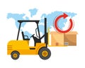 Lift truck and box vector illustration