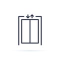 Lift vector icon. Blank closed elevator in office floor interior, front view. Empty lift. Concept of business center