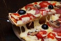 Lifted pizzza slice Royalty Free Stock Photo