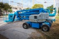 Lifting boom lift in construction site., Business industry Royalty Free Stock Photo